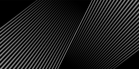 Naklejka premium Diagonal striped illustration. Repeated white lines on black background. Surface pattern design with linear ornament. Disco lights motif. Stripes wallpaper. Digital paper for web designing.