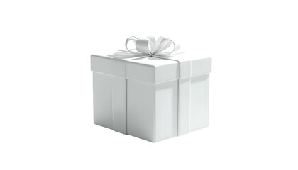 Obraz premium A pristine white gift box with a delicate bow, isolated on a stark black background