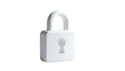 3D rendered, clean white padlock on a black background; security concept