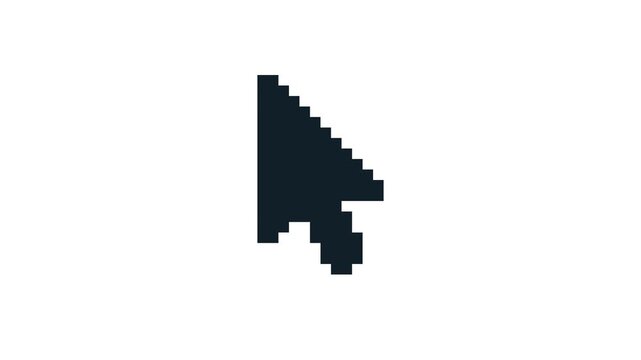 8-bit pixel art black arrow web cursor ui. looped animation 4k 30fps
