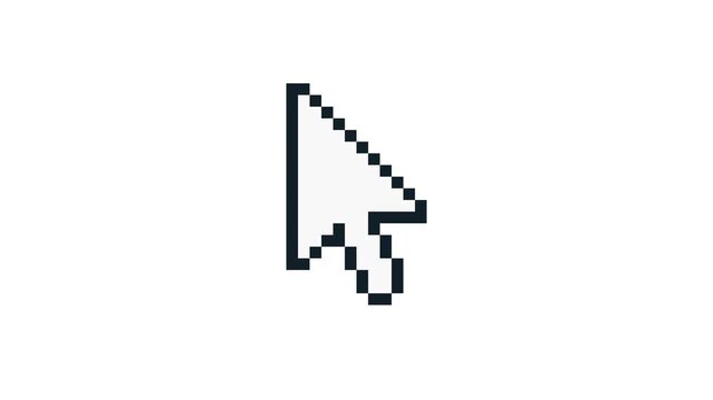 8-bit pixel art white arrow web cursor ui. looped animation 4k 30fps