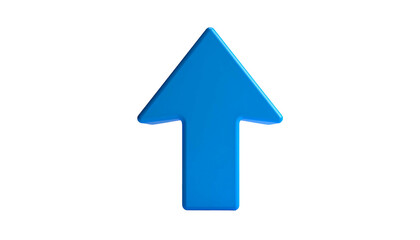 Fototapeta premium Three-dimensional, vibrant blue arrow pointing directly upwards against a pure black background
