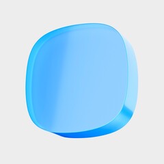 3D Glass Square icon, App interface button minimal UI element concept. Liquid Glass design icon, trending glass icon for graphic design, UI UX interfaces, 3d illustration.
