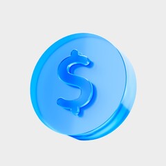 3D Glass Coin icon, Digital currency finance investment business concept. Liquid Glass design icon, trending glass icon for graphic design, UI UX interfaces, 3d illustration.
