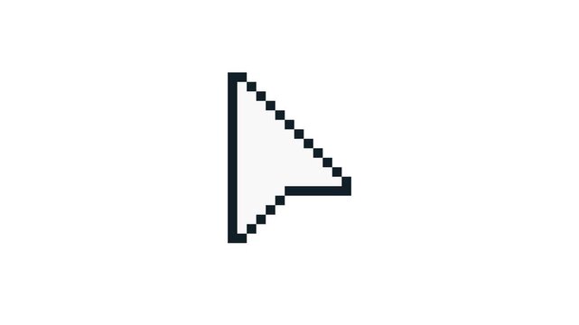 8-bit pixel art white short arrow web cursor ui. looped animation 4k 30fps