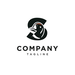 Letter S Harlequin Duck Logo Icon Vector