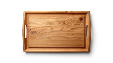 Rectangular Wooden Serving Tray with Cutout Handles