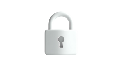 3D rendered, opaque white padlock against black background