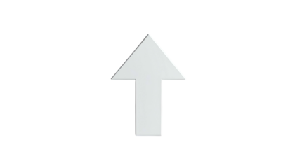 A crisp, glossy white arrow pointing upwards against a deep black background