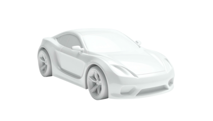 All-white modern sports car isolated on black background, showcasing streamlined design
