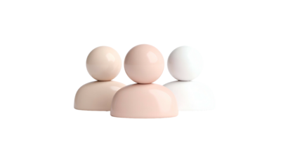 Three stylized human figures with varying skin tones, arranged on a black background