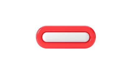 3D render of a rounded rectangular shape with a red border and white inner section, isolated