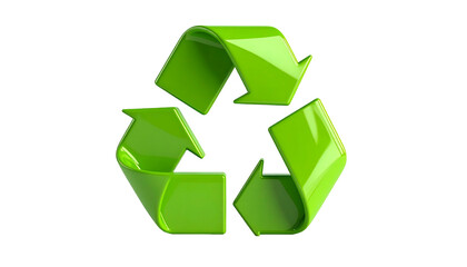 Obraz premium Glossy, three-arrow looping emblem, bright green, on a stark black background