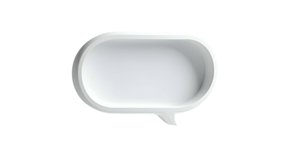 3D rendered, white, speech bubble shape on black background with depth