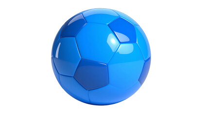 Fototapeta premium 3D rendered, glossy blue soccer ball against black background, perfect symmetry