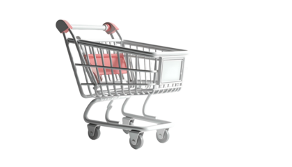 3D rendered shopping cart illustration with a black background