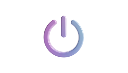 A glowing, gradient-colored power button isolated against a black background