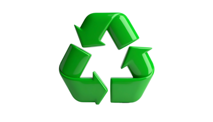 Three green arrows curving in a circular formation, representing the process of recycling