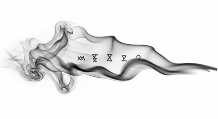 Mystical smoke art with symbols floating in the air.
