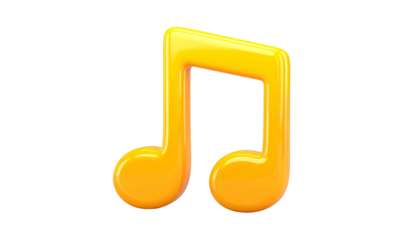 A glossy, golden musical note floats against a black background, representing sound