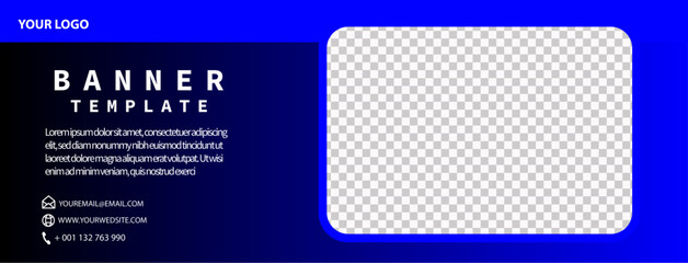  Modern Deep Blue Web Banner Layout with Cutout Frame