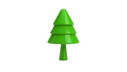 3D rendered, bright green, stylized fir tree on a black background
