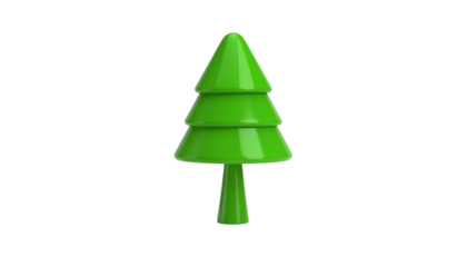 3D rendered, bright green, stylized fir tree on a black background