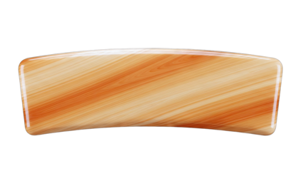 Wooden Curved Button with Glossy Finish on White Background