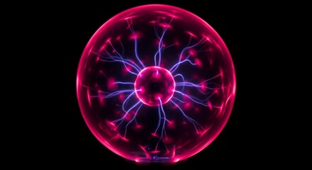 Plasma Ball Displaying Electric Filaments in a Dark Environment.
