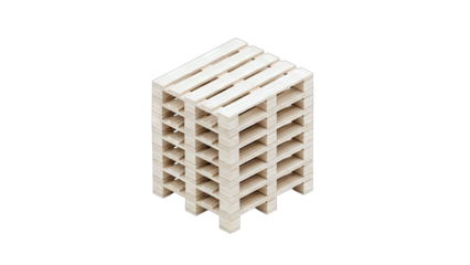 Wooden Pallets Stacked on White Background