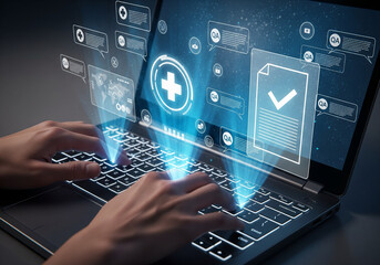 Digital Healthcare System with Quality Assurance and Data Verification on a Laptop.
