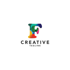 PrintAbstract Colorful Initial F Logo Design Elements