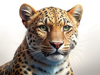 Close up portrait of a leopard with piercing green eyes