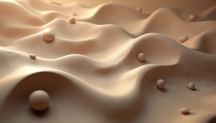 Soft tan topography texture with gentle curves and rounded pebble shapes. Organic surface design creates abstract dimensional relief. Minimalist background with subtle light and shadow play.