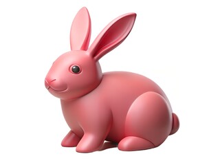 Obraz premium A charming pink ceramic bunny sits peacefully on a clean white background