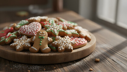 Plate of Assorted Holiday Gingerbread Cookies