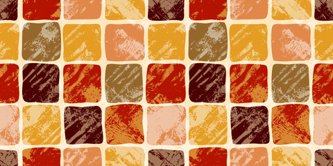 Multicolor mosaic of squares, seamless vintage tiles, vector design