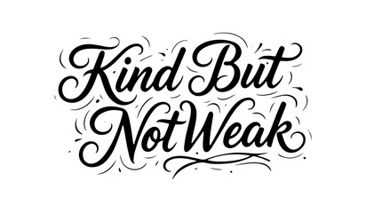 Kind But Not Weak - Motivational quote typography in modern script black lettering