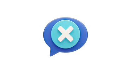 Obraz premium 3D Speech Bubble with X Mark - Error, Cancel, or Decline Concept