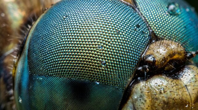 Extreme Macro Shot of Dragonfly Compound Eye