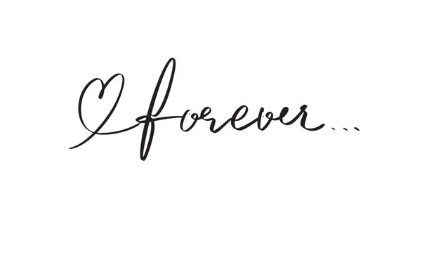 Love heart shape icon forever text font calligraphy hand written lettering script black color object icon happy valentine day love heart forever romantic 14 fourteen day date february month wedding 