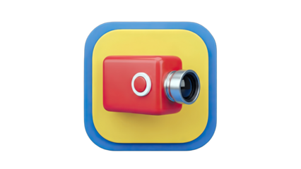 3D Video Camera Icon on Colorful Background