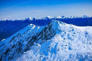 冠雪の中央アルプスの木曽駒ヶ岳
