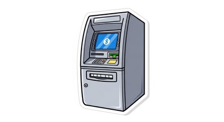 Automated teller machine illustration isolated on a white background