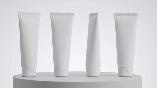 White Cosmetic Tubes Displayed On Pedestal Against A Gradient Backdrop