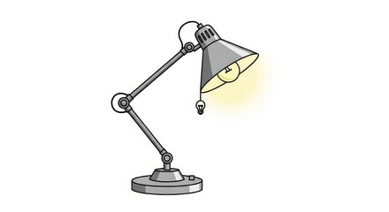 Adjustable metal desk lamp illuminates the workspace with a bright glow