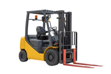heavy duty forklift industrial machine ready for work  . Isolated on transparent background, png