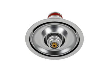 Metallic machine part from a low angle . Isolated on transparent background, png