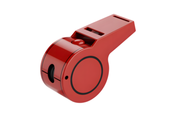 Red whistle. Isolated on transparent background, png