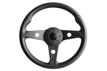 black racing steering wheel . Isolated on transparent background, png